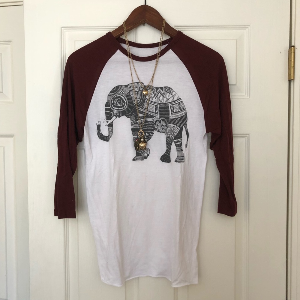 Elephant 3/4 length sleeve baseball T-shirt
